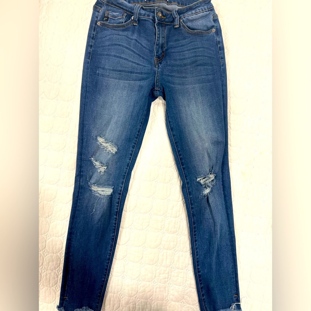 Women's Distressed Blue Skinny Jeans